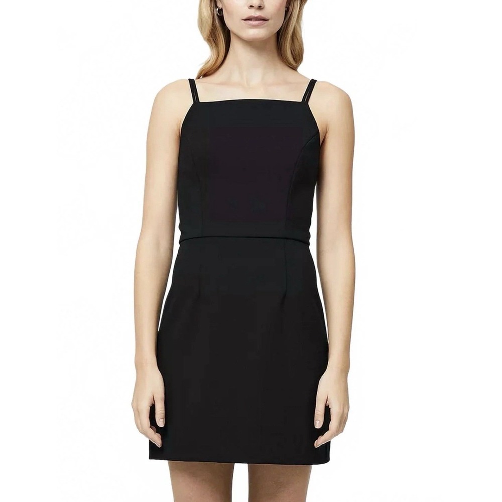 French Connection Whisper Straight Neck Dress In Black